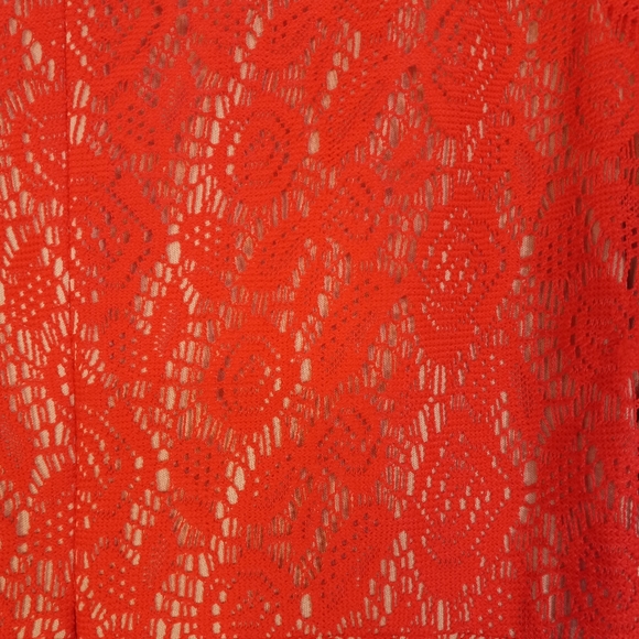 Evan Picone Black Label Orange Lace Capsleeve Shift Dress, Size 14 - Picture 6 of 8